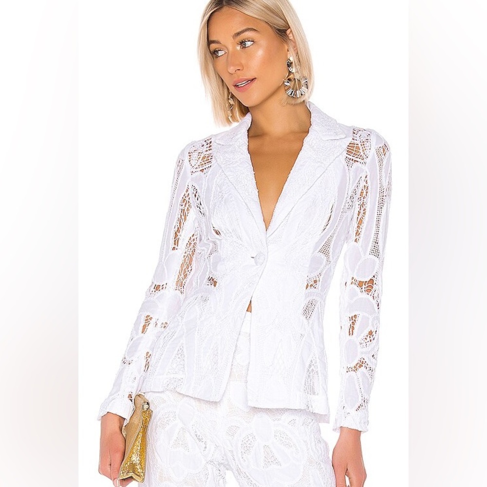 Alexis Durham Crochet Blazer in White